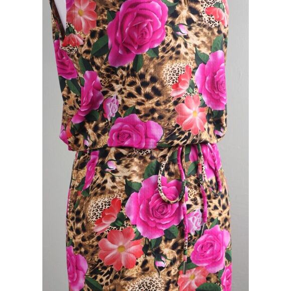 IBKUL $128 Rose Floral Leopard 1/2 Zip Golf Stretch Athletic Dress Size Small - Picture 3 of 6